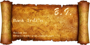 Bank Irén névjegykártya